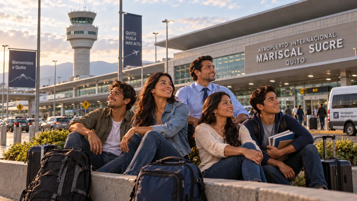 Viajeros en el aeropuerto de Quito