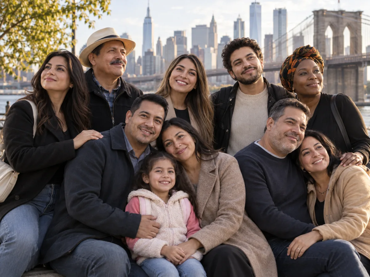 Familia en la ciudad de Nueva York
