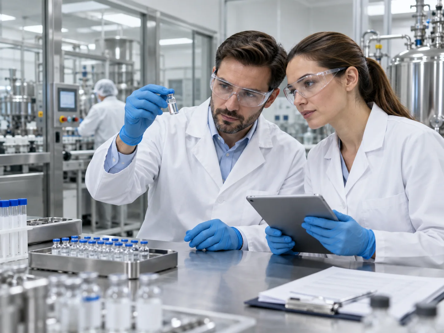 Reviewing technical and regulatory documentation in a laboratory